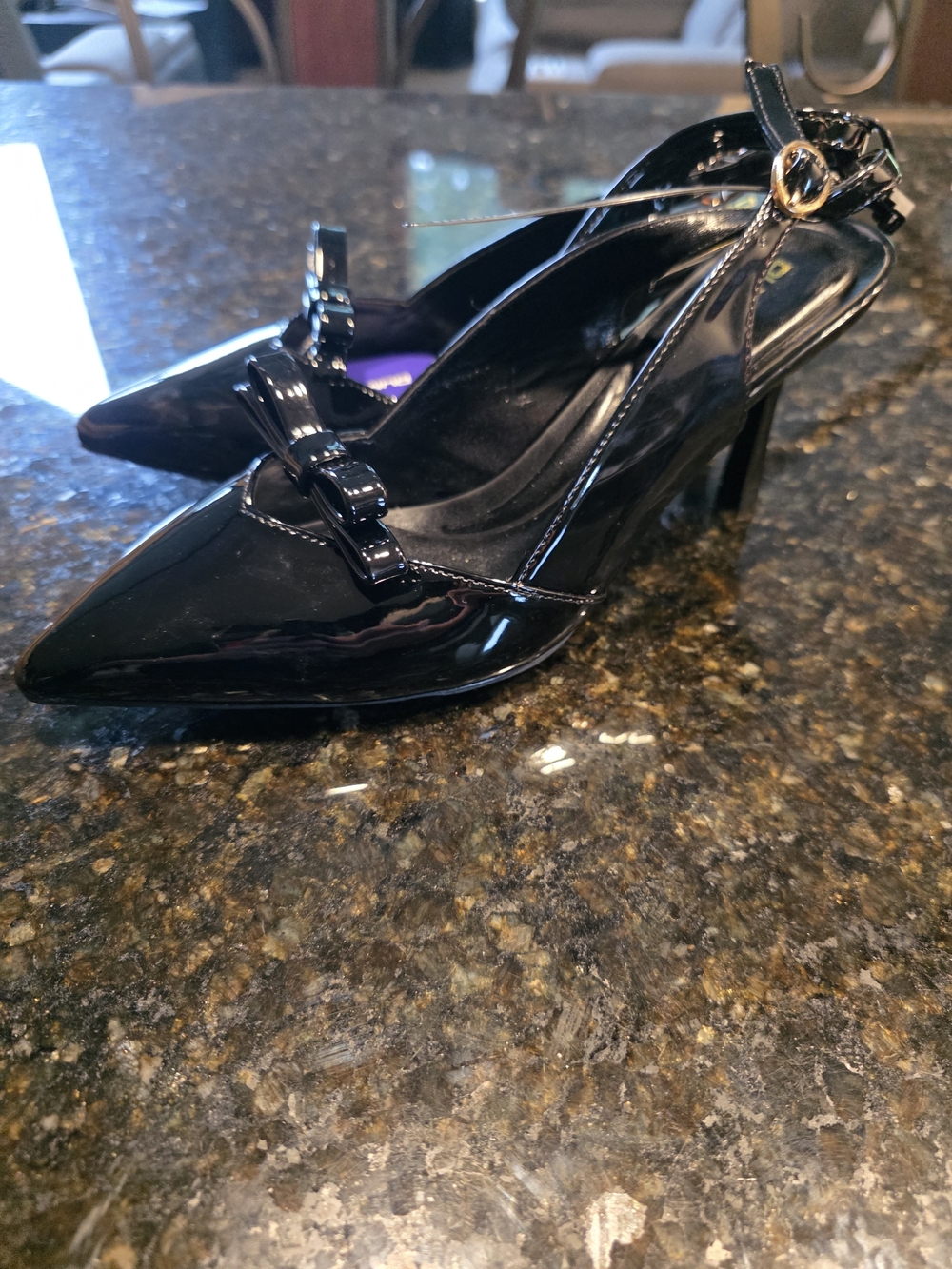 Patent Pointed-Toe Slingback Pumps in Black